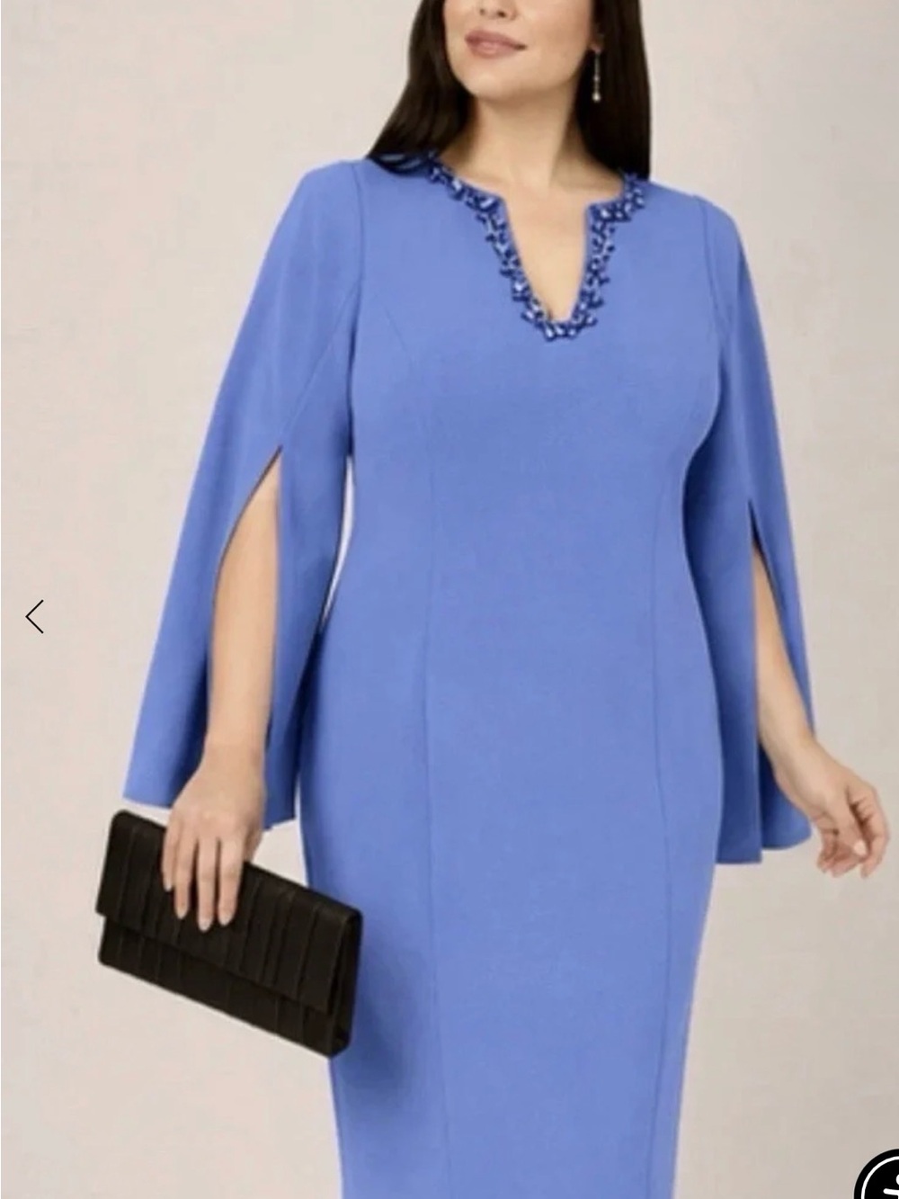 Adrianna Papell Periwinkle Cape-Sleeve Sheath Dress
